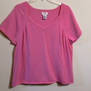 Talbots Woman Size 3X Pink V Neck Short Sleeve Women’s Sweater
